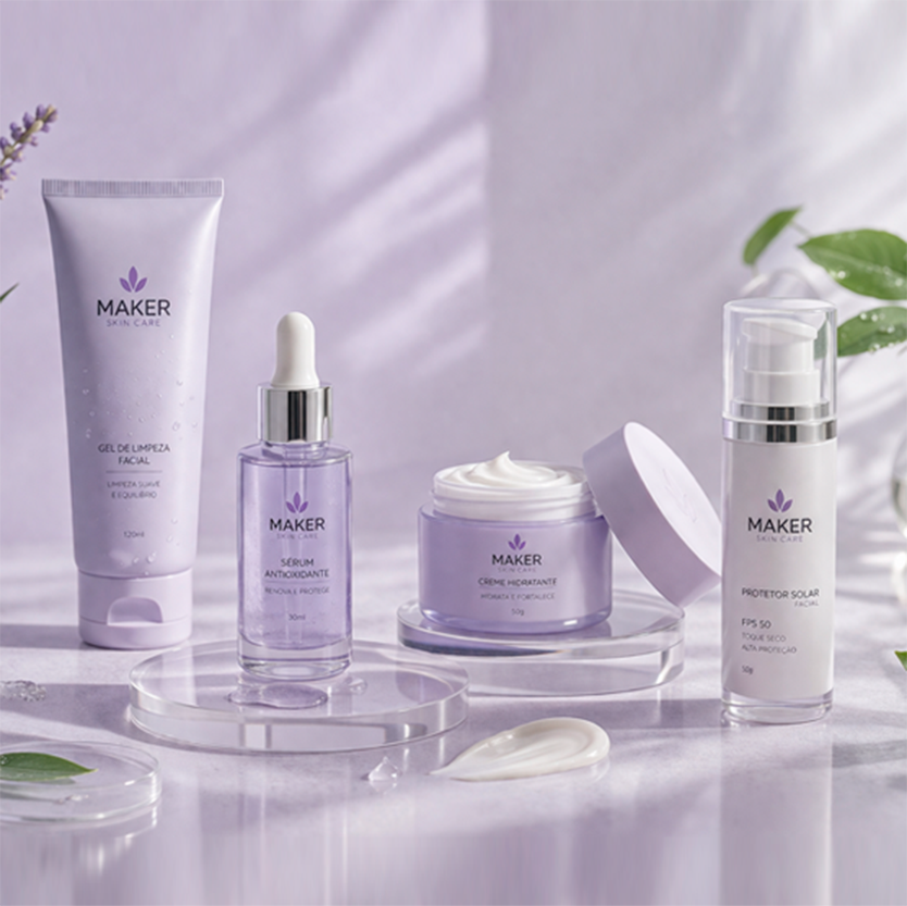 Produtos da linha Skincare Maker Cosméticos