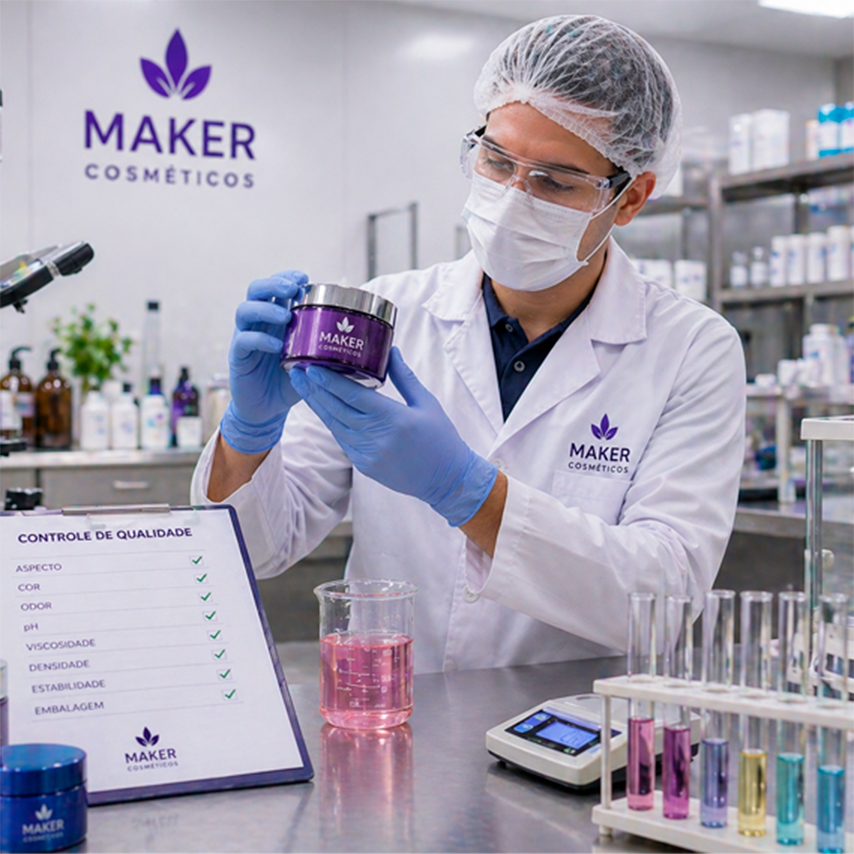 Controle de qualidade em laboratório Maker Cosméticos