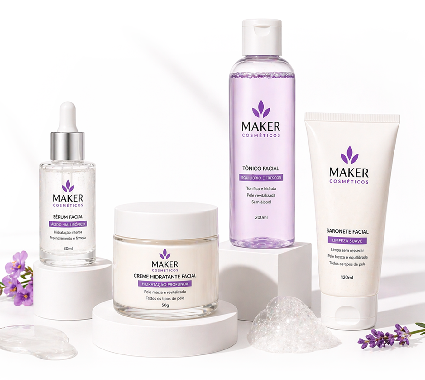 Linha de produtos faciais da Maker Cosméticos