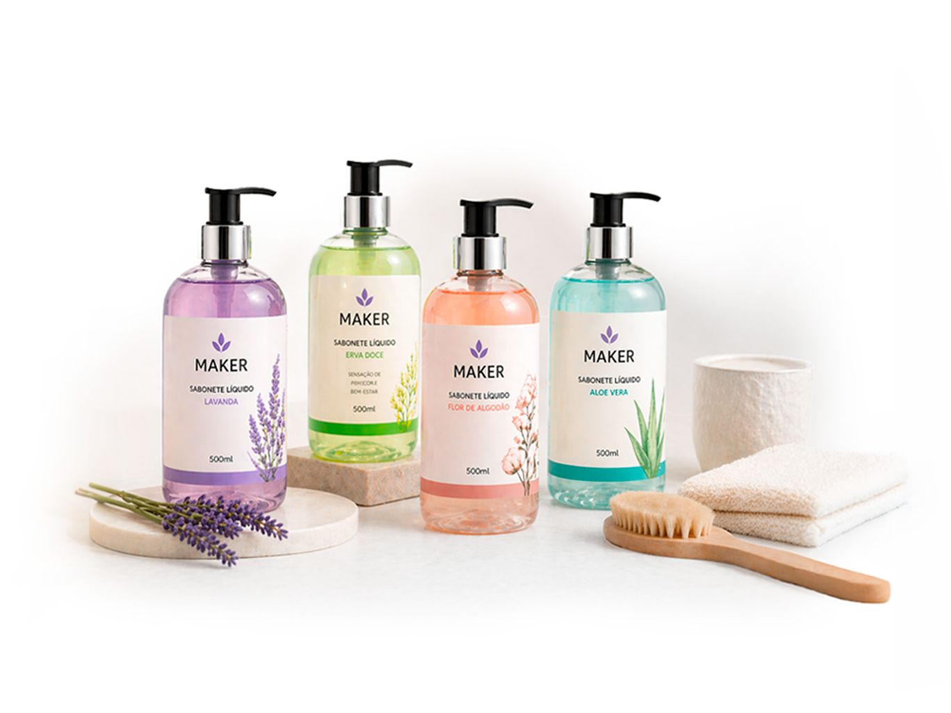Produtos de higiene e cuidados diários da Maker Cosméticos