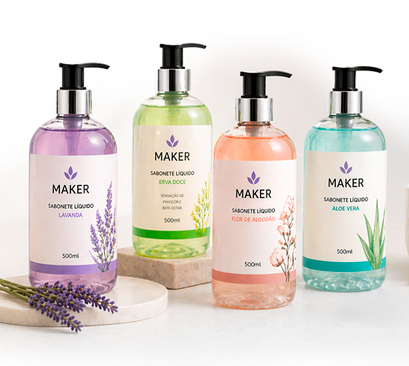 Produtos de higiene e cuidados diários da Maker Cosméticos