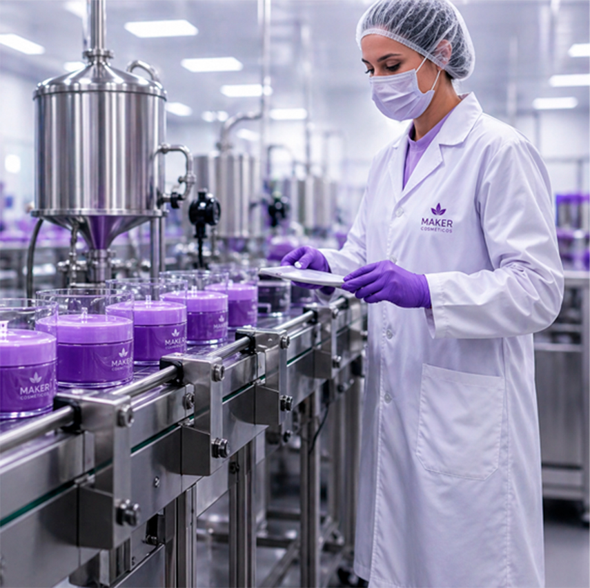 Linha de envase automatizada da Maker Cosméticos