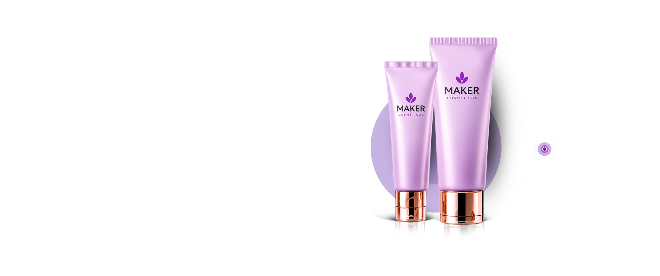 Linha de produção cosmética com frascos roxos – Terceirização Cosmética